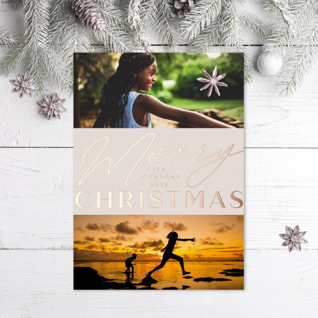 Multi Foto Frohe Weihnachten Folien Feiertagskarte (Von Creator hochgeladen)