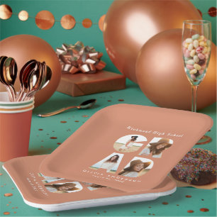 Multi Foto grad peach moderne elegante Party Dekor Pappteller