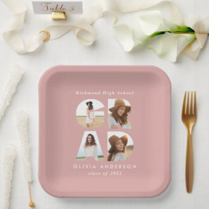 Multi Foto grad rosa Moderne elegante Party Dekora Pappteller