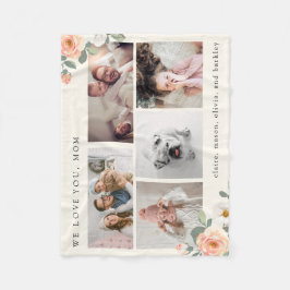 Multi-Foto-Grid für Mutter mit Peach-Blume Fleecedecke