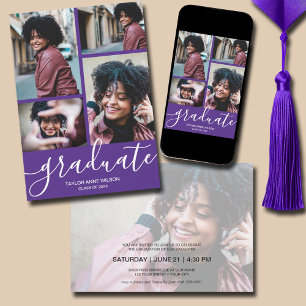 Multi-Foto-Lila-Graduierungspartei Einladung
