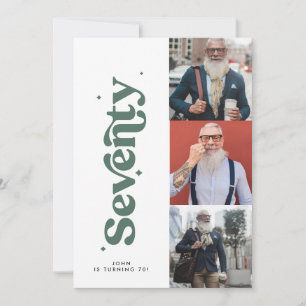 Multi-Foto Modernes, schlichtes schlingiges Grün 7 Einladung