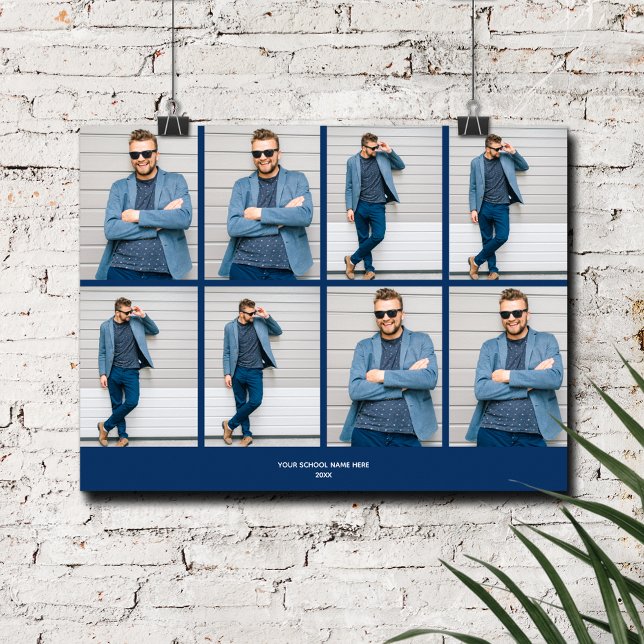 Multi-Foto Navy Blue Poster (Multi Photo Navy Blue Graduation Poster, INSTANT DOWNLOAD and/or PRINTED)