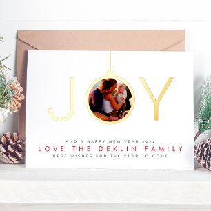 Multi-Foto-Schmuck Frohe Weihnachten Gold JOY Folien Feiertagskarte