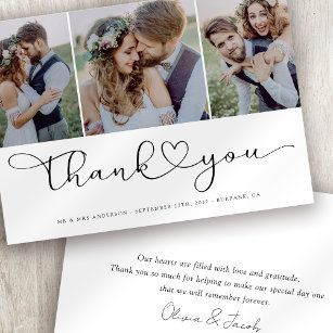 Multi-Foto-Skript mit Heart Wedding Foto Dankeskarte