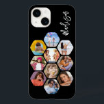 Multi-Fotomaterial Einfach Personalisiert Case-Mate iPhone 14 Hülle<br><div class="desc">Multi Foto Collage Simple Modern Personalisiert Name Hexagon Pattern Smartphone iPhone Case verfügt über eine Collage aus Foto Ihrer Lieblings-Fotos in einer Hexagon-Form. Personalisiert mit deinem Namen. Perfekt zum Geburtstag, Weihnachten, Muttertag, Vatertag, Großeltern, Bruder, Schwester, bester Freund und vieles mehr. FOTO TIPP: Zentrieren Sie Ihre Fotos vor dem Hochladen nach...</div>