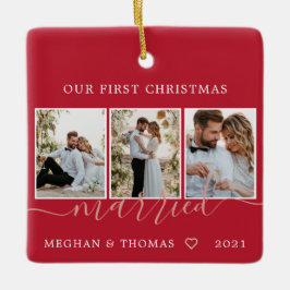 Multi-Fotos erste Weihnachten Verheiratete Keramik Keramikornament