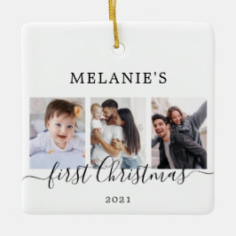 Multi-Fotos erste Weihnachts-Keramik Ornament