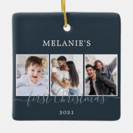 Multi-Fotos erste Weihnachts-Keramik Ornament