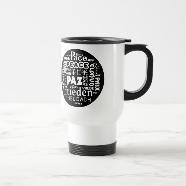 Multi Frieden Pax Paz der Reise-Tasse Sprach Reisebecher (Rechts)