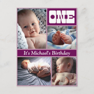 Multi jährlicher lila Geburtstags-Rahmen Einladung