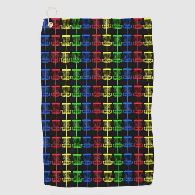 Multi Körbe des Discgolftuchschwarzen Farb Golfhandtuch (Vorderseite)