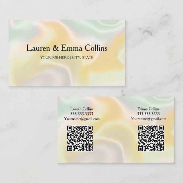 Multi-Name-Iris-Holografische-Doppel-QR-Code Visitenkarte (Vorne/Hinten)