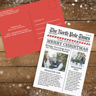 Multi Photo Christmas Two Photo Whimsical Funny Feiertagspostkarte