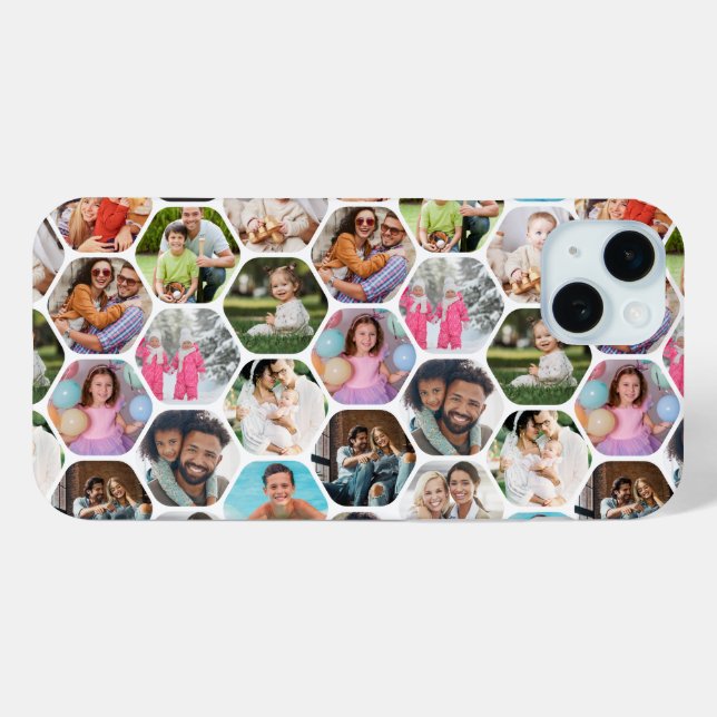 Multi Photo Collage Simple Modern Hexagon Pattern Case-Mate iPhone Hülle (Rückseite (Horizontal))
