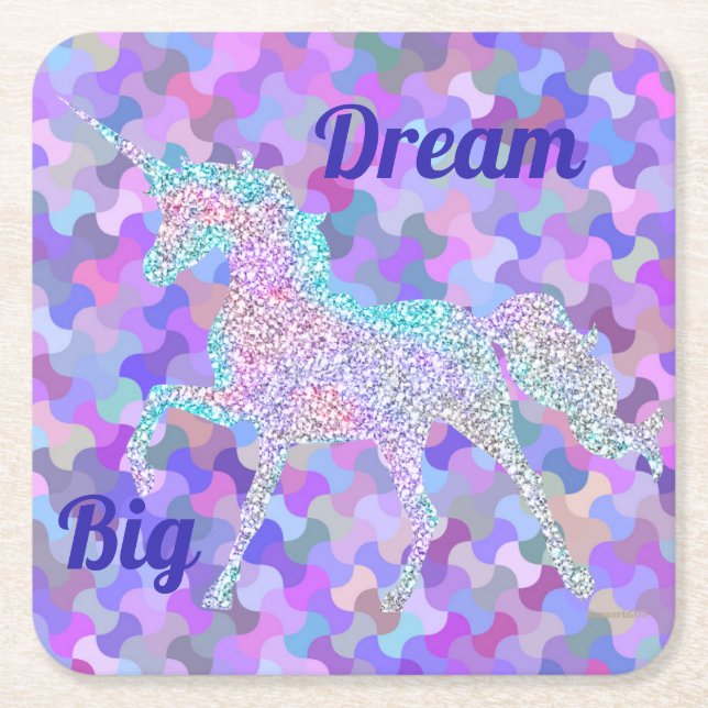Multi-Prisma farbiger Unicorn-Untersetzer Rechteckiger Pappuntersetzer (Vorderseite)