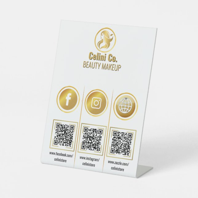 Multi QR Code Business Sign - Social Media Display Sockelschild (Vorderseite)