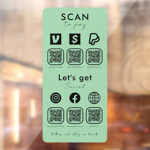 Multi QR Code Scan zur Bezahlung von Social Media Fensteraufkleber