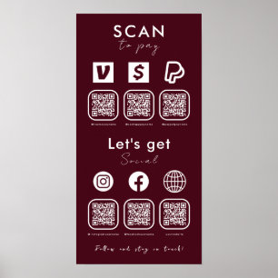 Multi QR Code Scan zur Bezahlung von Social Media  Poster