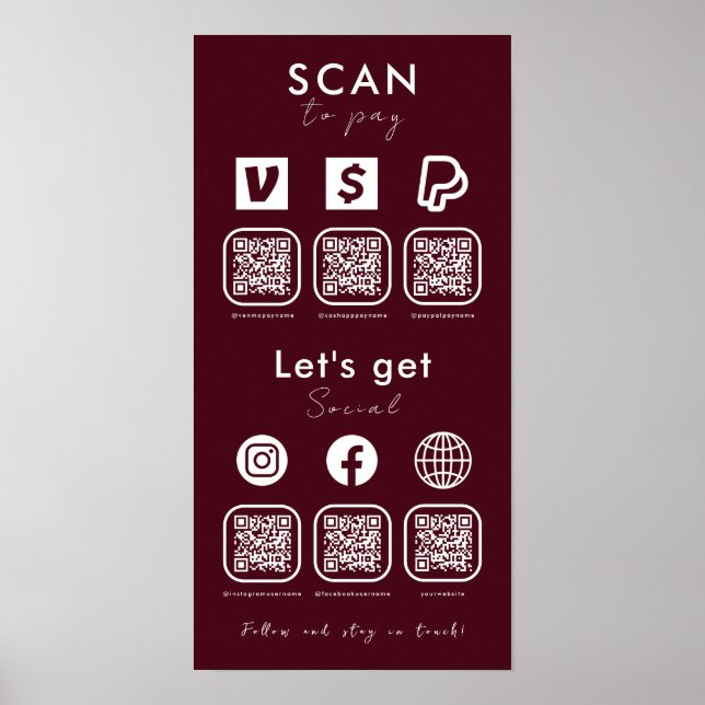Multi QR Code Scan zur Bezahlung von Social Media  Poster (Vorne)