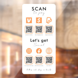 Multi-QR-Code-Scan zur Verbindung mit uns Orange Fensteraufkleber