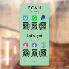 Multi QR Code Social Media Scan zu Minze Green Fensteraufkleber