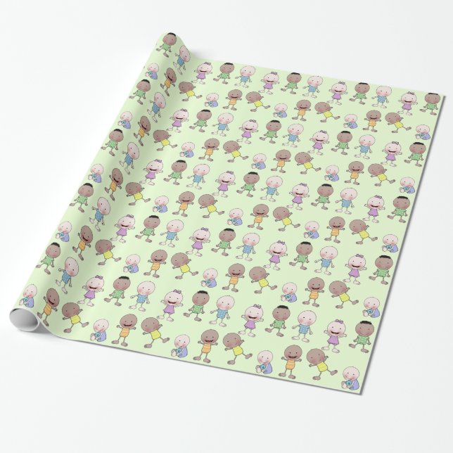 Multi-Racial Babies Collage Geschenkpapier (Ungerollt)