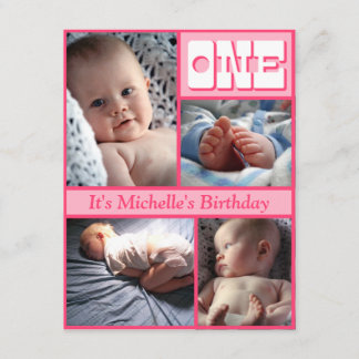 Multi Rahmen-Rosa eine Geburtstags-Einladung Einladung