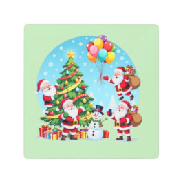 **“Multi-Santa Christmas Fun – 3D Cartoon Transpar