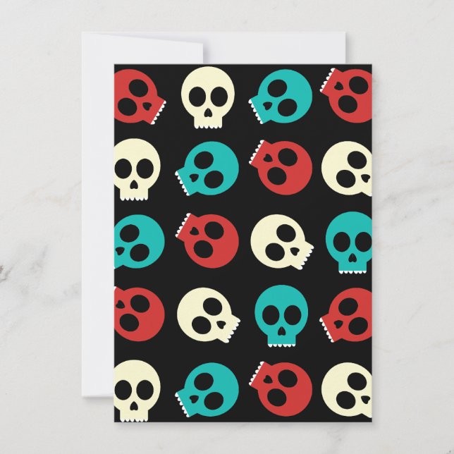 Multi-Skulls in Vintagen Retrofarben Einladung (Vorderseite)