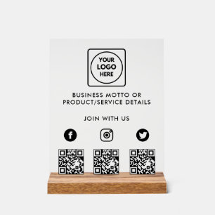 Multi-Social-QR-Logo-Acrylschild Acrylschild