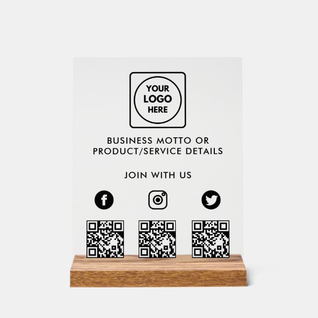 Multi-Social-QR-Logo-Acrylschild Acrylschild (Vorderseite)