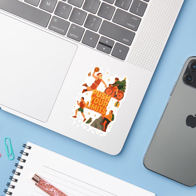 🏆 Multi-Sport Champions Sticker (Laptop mit iPhone)