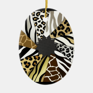 Multi Tierdruckezebra-Tiger addieren Text-Initiale Keramikornament