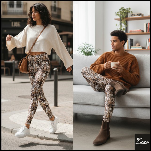 Multi-Tone Crowded Dog Face Mix Pattern Leggings (Von Creator hochgeladen)