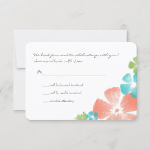Multi Tropical Watercolor Blume Hochzeit RSVP Karte