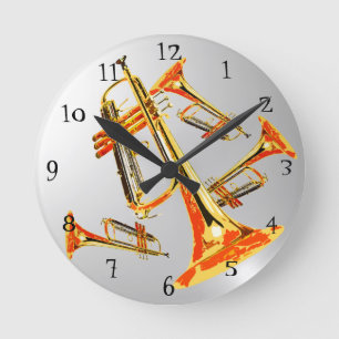 Multi Trumpets Runde Wanduhr