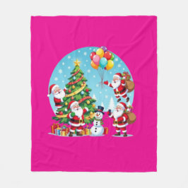 **„Multi-Weihnachtsmann-Weihnachtsspaß – 3D-Cartoo Fleecedecke