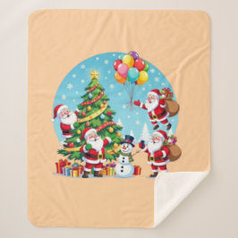 **„Multi-Weihnachtsmann Weihnachtsspaß – 3D-Cartoo Sherpadecke