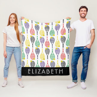 Multi| White Tennis Personalisiert Name oder Monog Fleecedecke