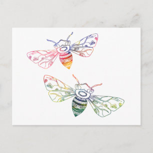 Multicfarbene Honeybee Doodles Postkarte
