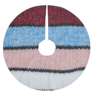 Multicfarbene Stripwolle: Stoffgewebe. Polyester Weihnachtsbaumdecke