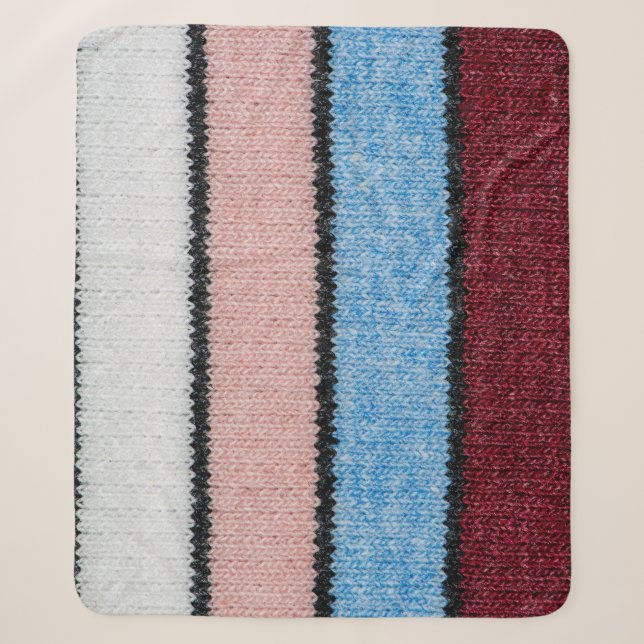 Multicfarbene Stripwolle: Stoffgewebe. Sherpadecke (Vorderseite)
