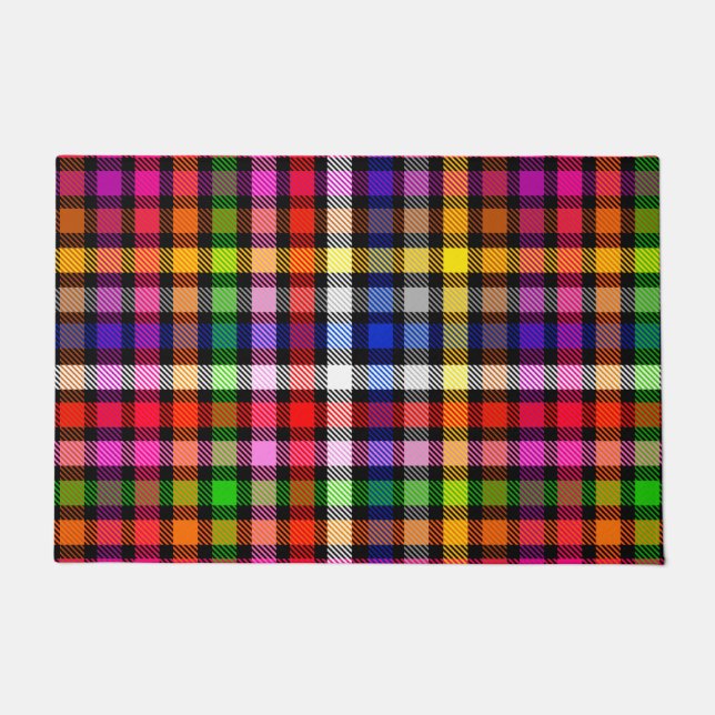 Multicfarbener Flannel Twill Kariert Tartan auf sc Fußmatte (Vorderseite)