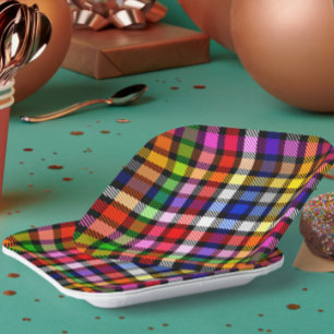 Multicfarbener Flannel Twill Kariert Tartan auf sc Pappteller