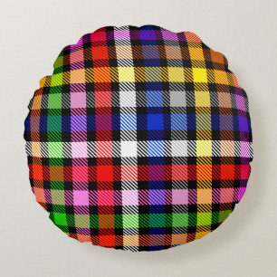 Multicfarbener Flannel Twill Kariert Tartan auf sc Rundes Kissen