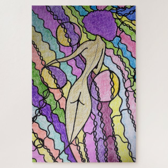 Multicfarbener Wind Abstrakt Moderne Kunst Puzzle (Vertikal)