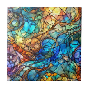 Multicolor Abstract 77 Buntglas-Stil Fliese