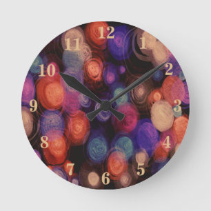 Multicolor abstrakt geometrisch modern Kreise Beig Runde Wanduhr