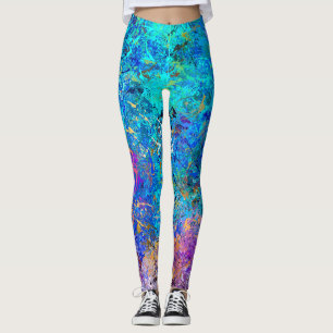 Multicolor Abstrakt Holi Spritzer Malerei Leggings